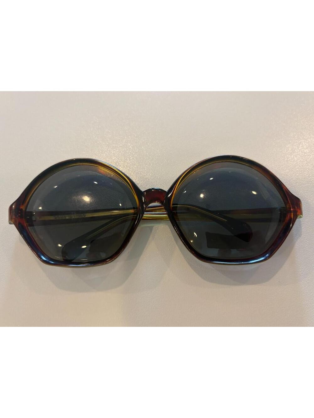 Vintage 70s Oversized Tortoise Eyeglass Frames Made in Italy Geometric Round